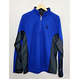 Spyder Core 1/4 Zip Thermal Waffle Knit Sweater Pullover Blue Jacket Men's SZ L